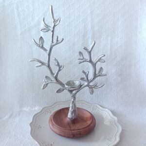 Metal and Wood Jewelry Tree